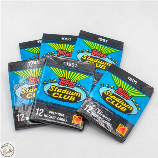6 SEALED 1991 TOPPS 12 PREMIUM CARDS PER PACK