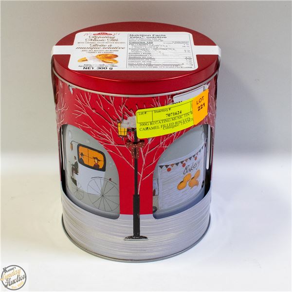 300G ROTATING MUSIC TIN W CARAMEL FILLED BISCUITS