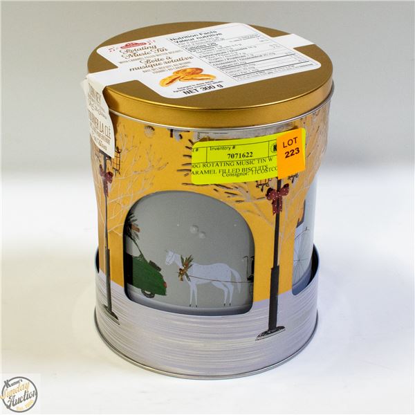 300G ROTATING MUSIC TIN W CARAMEL FILLED BISCUITS