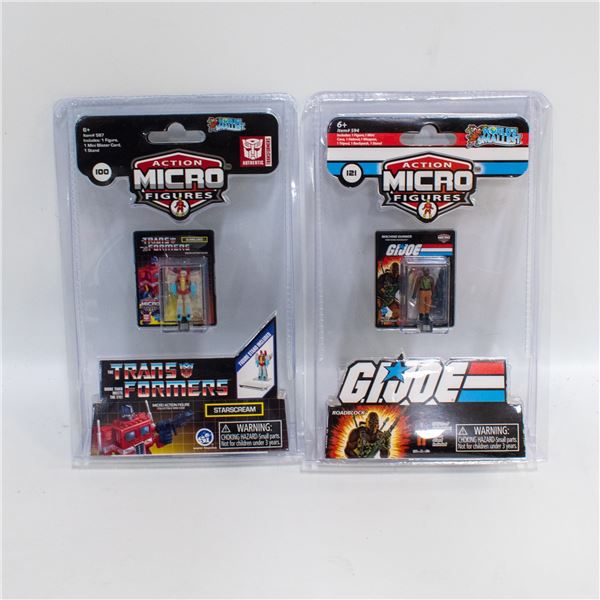 (2) NEW SEALED ACTION MICRO FIGURES IN CLEAR