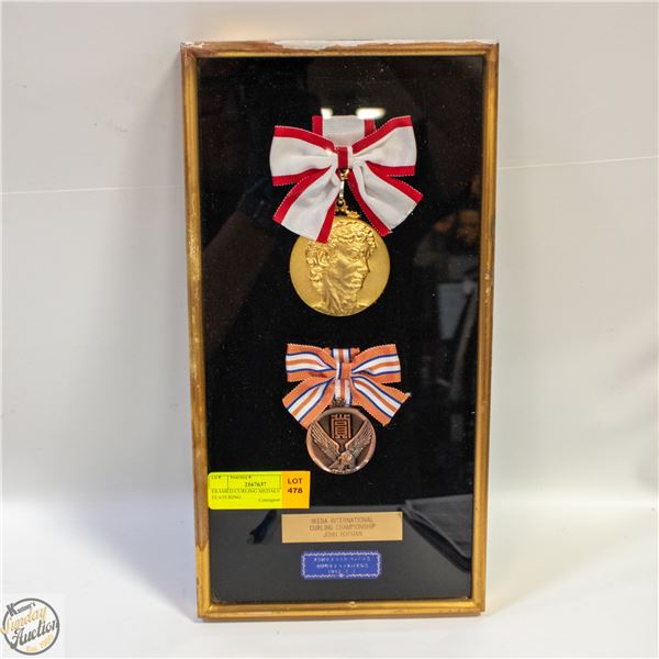 FRAMED CURLING MEDALS FEATURING