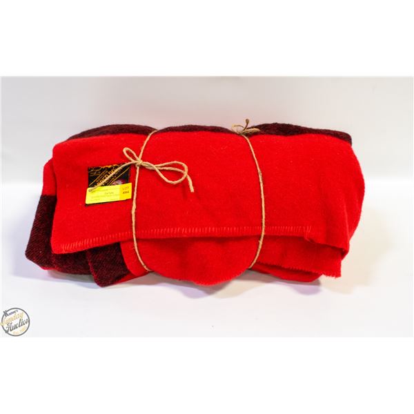 TRAPPER POINT RED 4 STRIPE BLANKET