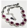 Image 1 : SILVER OVAL CUT NATURAL RUBIES BRACELET 7-8.5"