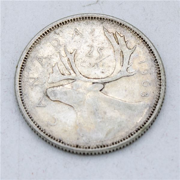 1963 SILVER CANADA 25CENT COIN