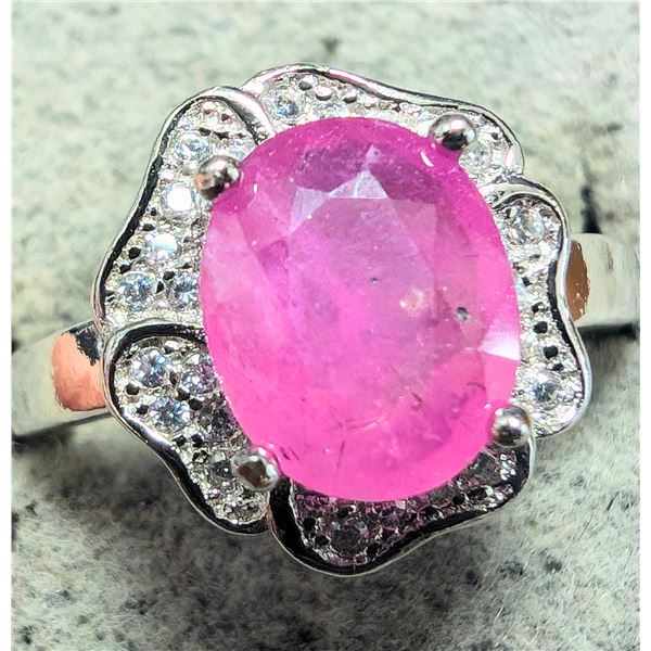 SILVER RUBY (1.5CT) RING SZ 6.75