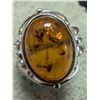 Image 1 : SILVER AMBER RING SIZE 6.75