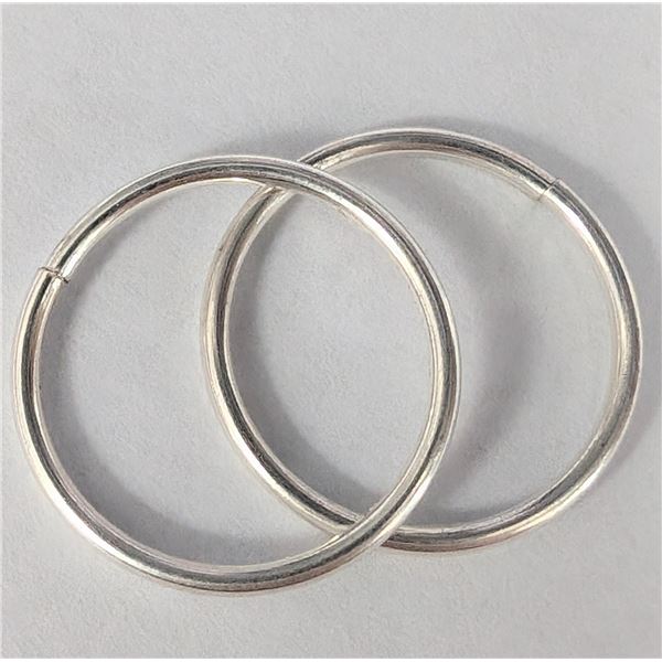 SILVER 2 PARIS HOOP EARRINGS
