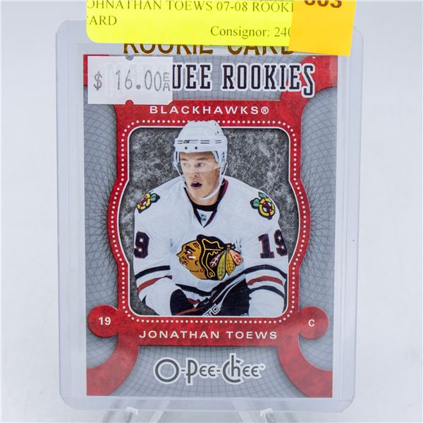 JOHNATHAN TOEWS 07-08 ROOKIE CARD