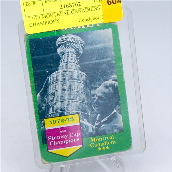 72-73 MONTREAL CANADIENS CHAMPIONS