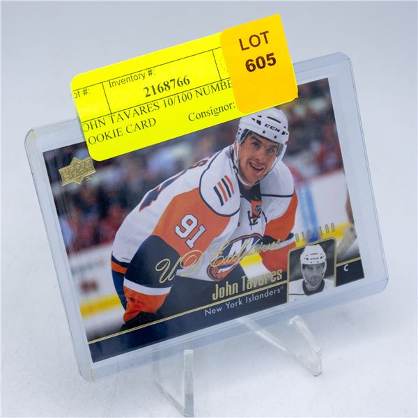 JOHN TAVARES 10/100 NUMBERED ROOKIE CARD