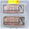 Image 1 : LOT OF 2 1954 CANADIAN 2 DOLLAR BILLS