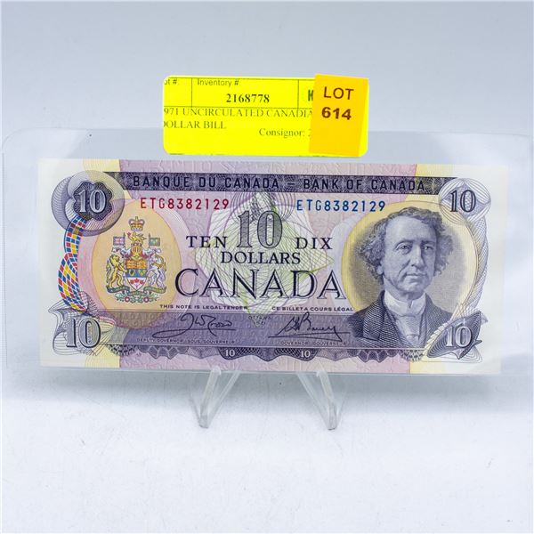 1971 UNCIRCULATED CANADIAN 10 DOLLAR BILL