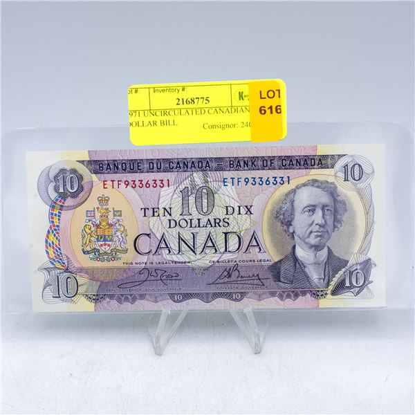 1971 UNCIRCULATED CANADIAN 10 DOLLAR BILL