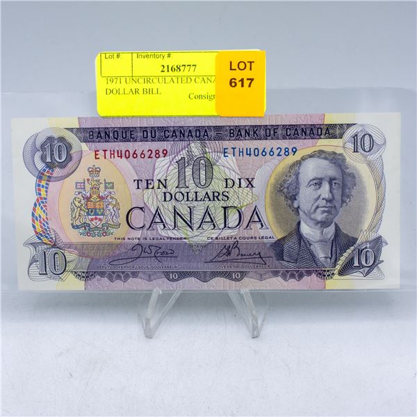 1971 UNCIRCULATED CANADIAN 10 DOLLAR BILL
