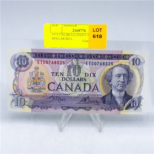 1971 UNCIRCULATED CANADIAN 10 DOLLAR BILL