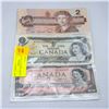 Image 1 : $2 CANADA BILLS 1954+1986, $1 BILL -1973