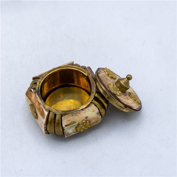 ANTIQUE MIDDLE EASTERN CAMEL BONE & BRASS