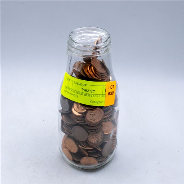 ANTIQUE MILK BOTTLE HUNDREDS OF PENNIES
