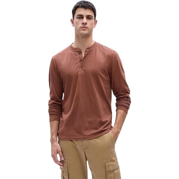 NEW MENS GAP HENLEY LONG SLEEVE EVERYDAY SOFT