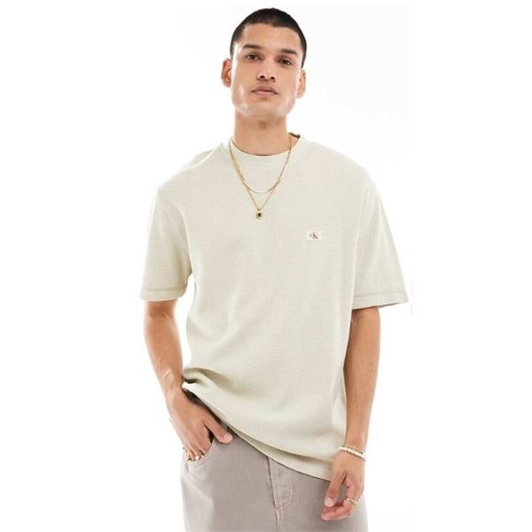 NEW CALVIN KLEIN RELAXED WAFFLE COTTON T SHIRT