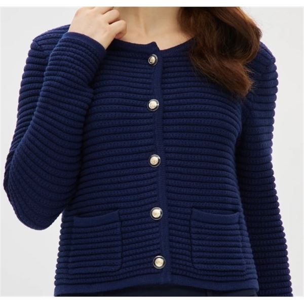 NEW HILARY RADLEY CROPPED CARDIGAN BLUE SZ SMALL