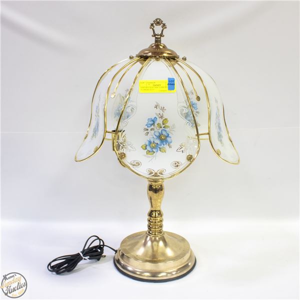 VINTAGE ELECTRIC LAMP BLUE FLOWERS H-21"