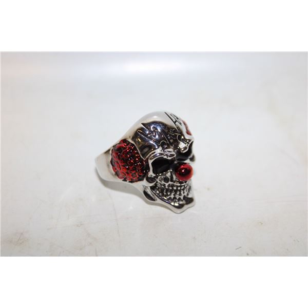 NEW CLOWN SKULL RING (STEEL) SZ12