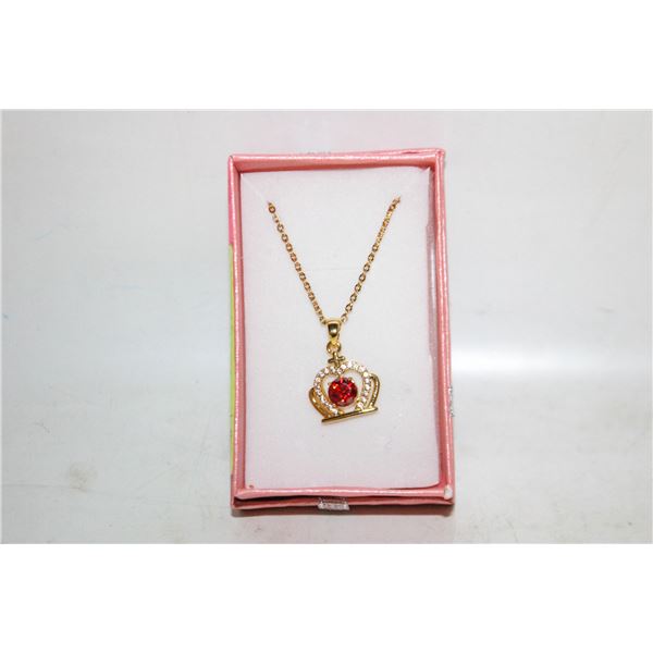 NEW GRA CROWN PENDANT 1 CARAT RED