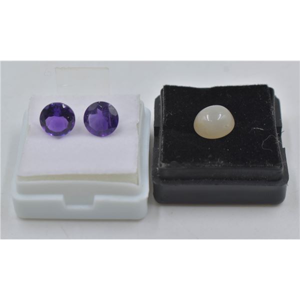 #266- NATURAL AMETHYST 3.05CT& MOONSTON 3.10CT
