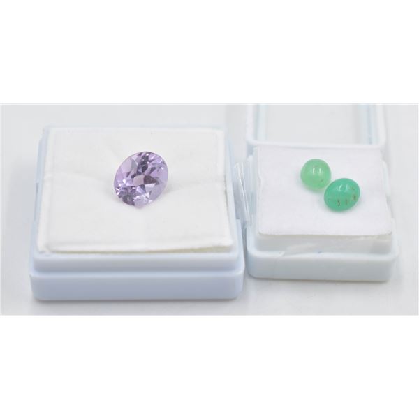 #256- NATURAL AMETHYST4.60CT & CHRYSOPRASE 3.20CT