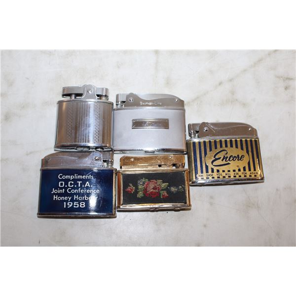 VINTAGE "TABLE LIGHTERS" BOX W/ ASST. LIGHTERS-