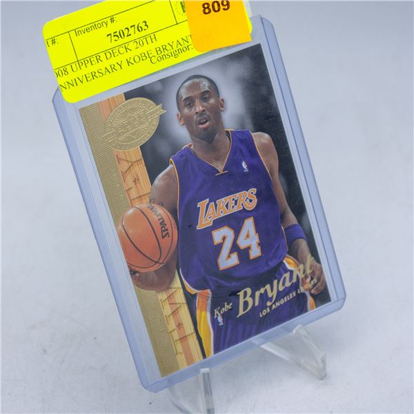 2008 UPPER DECK 20TH ANNIVERSARY KOBE BRYANT UD-3