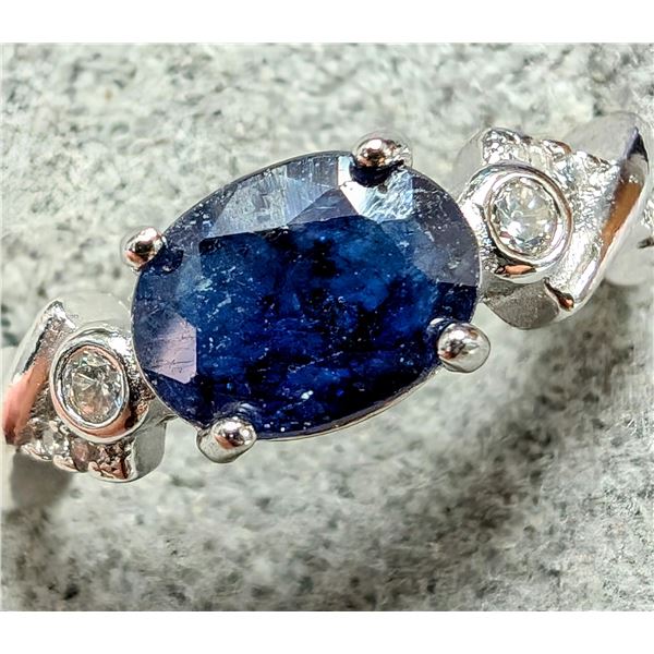 SILVER (SAPPHIRE 1.5CT) RING SZ 5.75