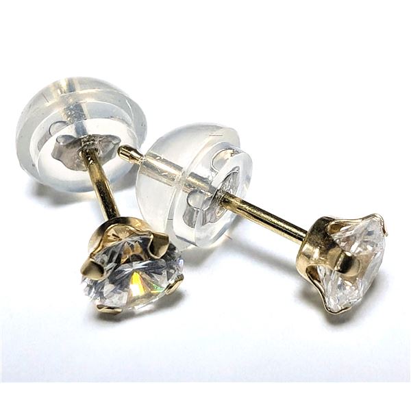 14K CZ 4MM EARRINGS