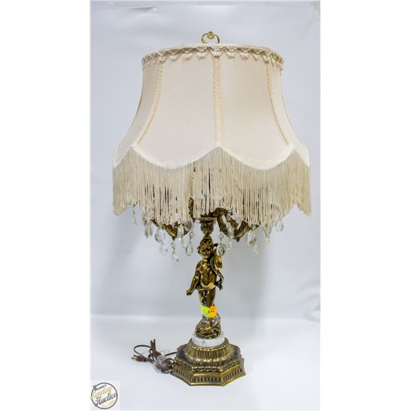 VINTAGE HOLLYWOOD REGENCYCHERUB BRASS AND CRYSTAL