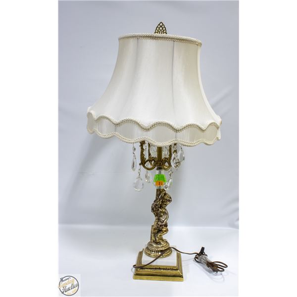 VINTAGE CHERUB BRASS TABLE LAMPS WITH TEAR DROP