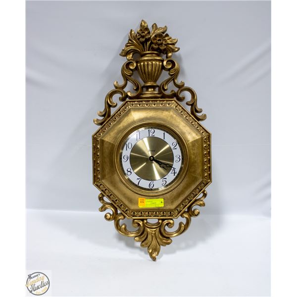 VINTAGE SYROCO ORNATE CLOCK MISSING GLASS WORKING