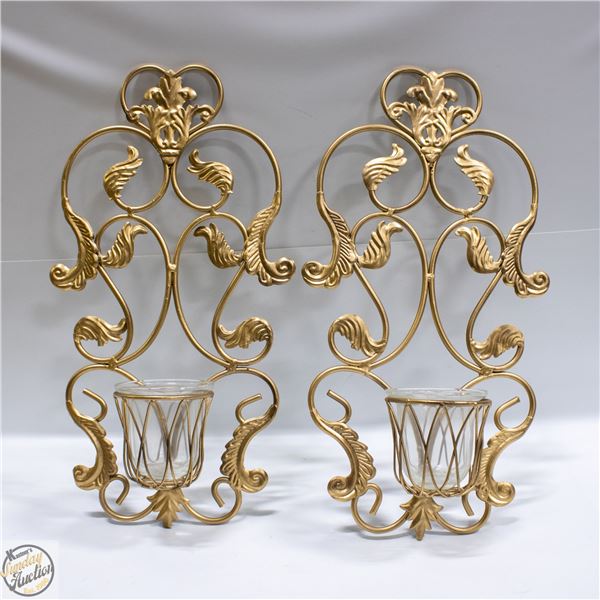 2 METAL CANDLE HOLDER WALL SCONES