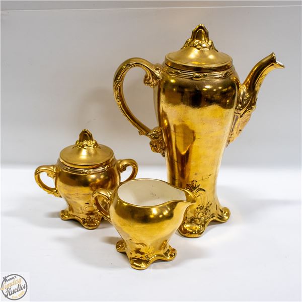 VINTAGE CERAMIC GOLD COLORED TEA SETS HOLAND MOLD