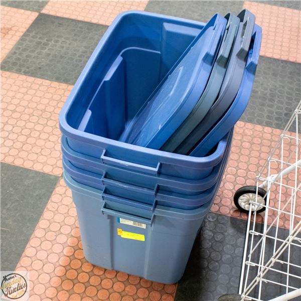 LOT OF RUBBERMAID STORAGE BINS