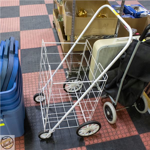 WHITE GROCERY HAMPER ON WHEELS