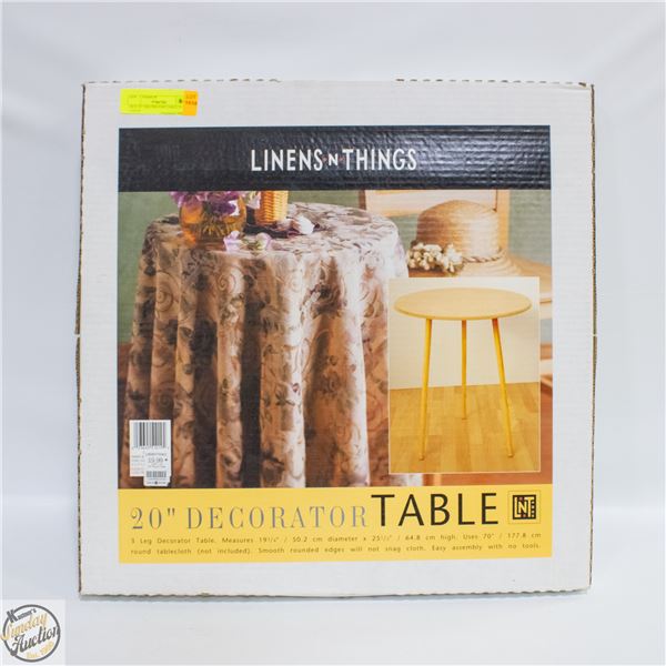 NEW 20" DECORATOR TABLE IN BOX 3 LEGS