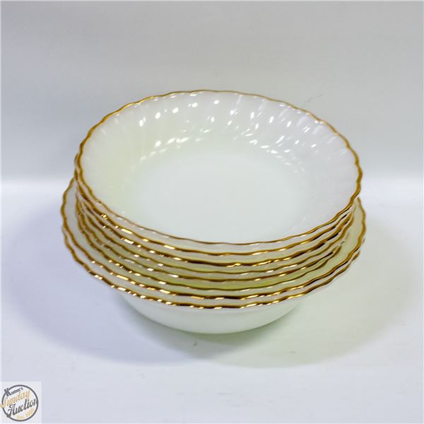 8PC MILK GLASS ANCHOR HOCKING SOUP/