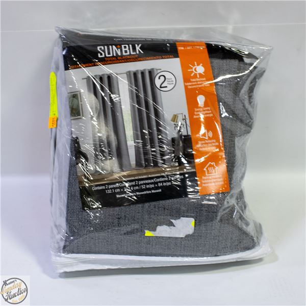 NEW SUNBLK TOTAL BLACKOUT PANEL 2 PK, 52 IN X 84 I