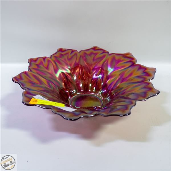 VINTAGE IRIDECENT CARNIVAL GLASS BOWL