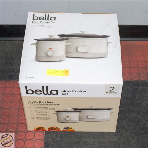 NEW BELLA 2 PC SLOW COOKER SET, 6QT & 2 QT