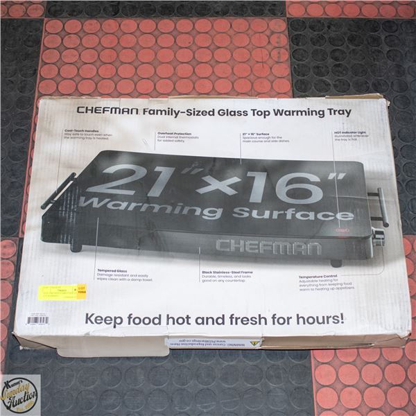 NEW CHEFMAN FAMILY SIZE GLASS TOP WARMING