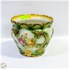 Image 1 : VINTAGE CONQUEST GREEN GOLD FLORAL DECORTIVE VASE
