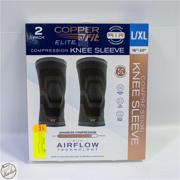 COPPER FIT ELITE COMPRESSION KNEE SLEEVE 2 PACK