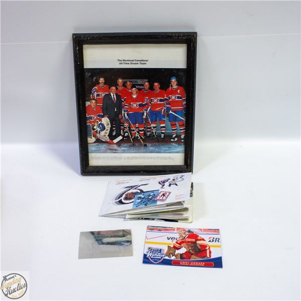 HOCKEY STAMPS, FRAMED VINTAGE